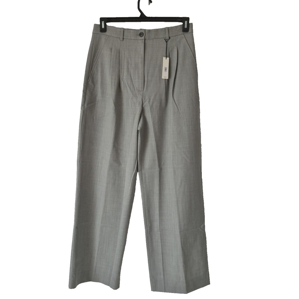 Banana Republic Wool Dress Pants Womens 10 Gray Pleated Straight Leg Work Career